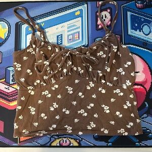 Hollister brown crop top